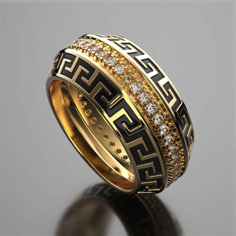 versace style silver gold ring|Versace wedding ring.